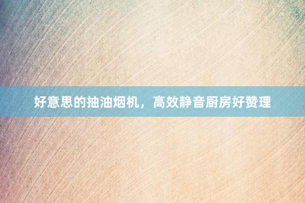 好意思的抽油烟机，高效静音厨房好赞理